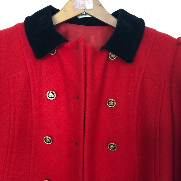 Vintage red military style pea coat - Picture 2 of 8